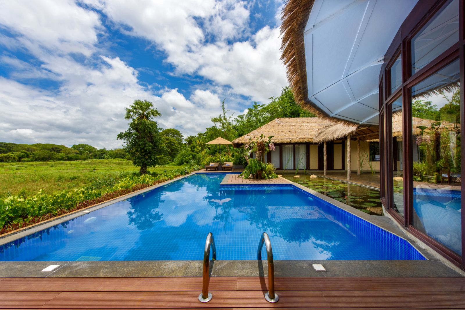Nikawewa villa lounge at Uga Ulagalla in the Anuradhapura region of Sri Lanka