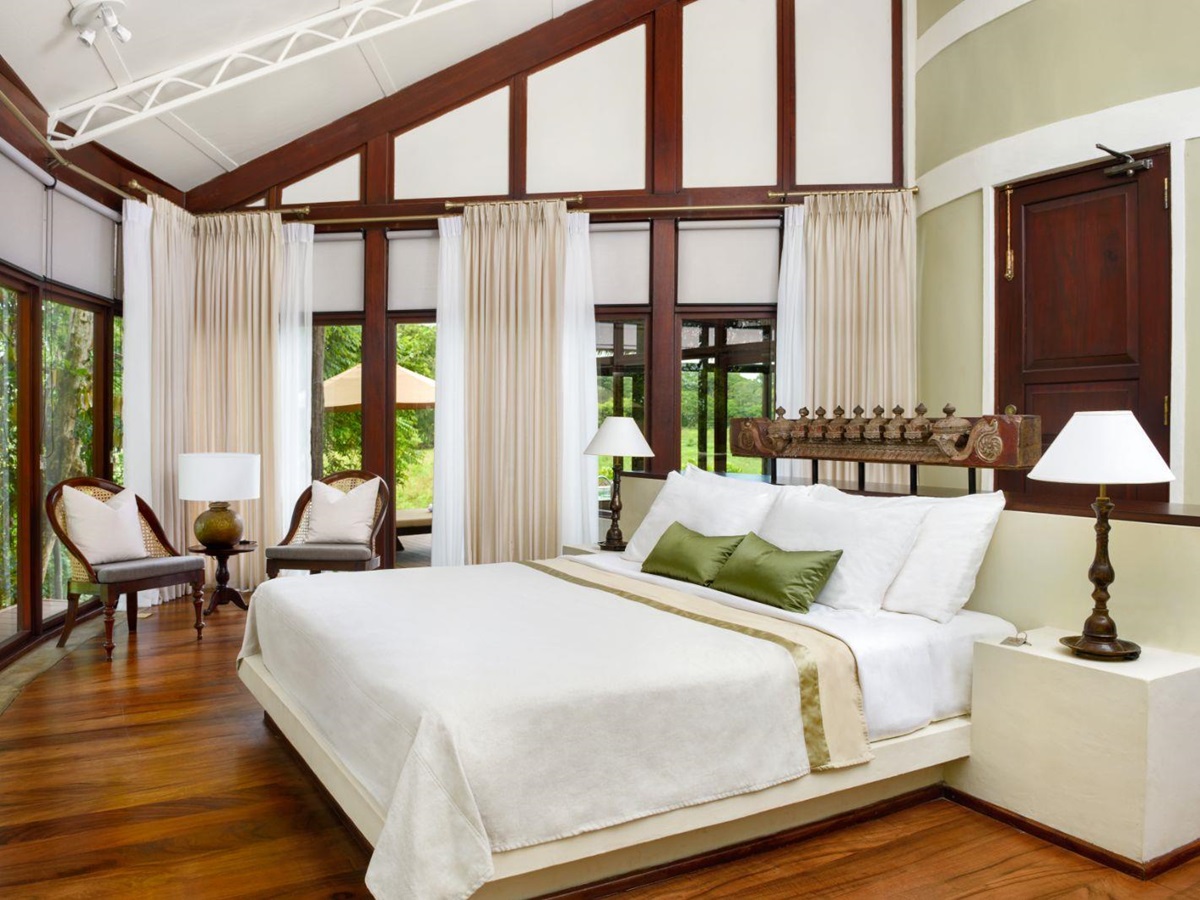 nikawewa villa bedroom at Uga Ulagalla in the Anuradhapura region of Sri Lanka