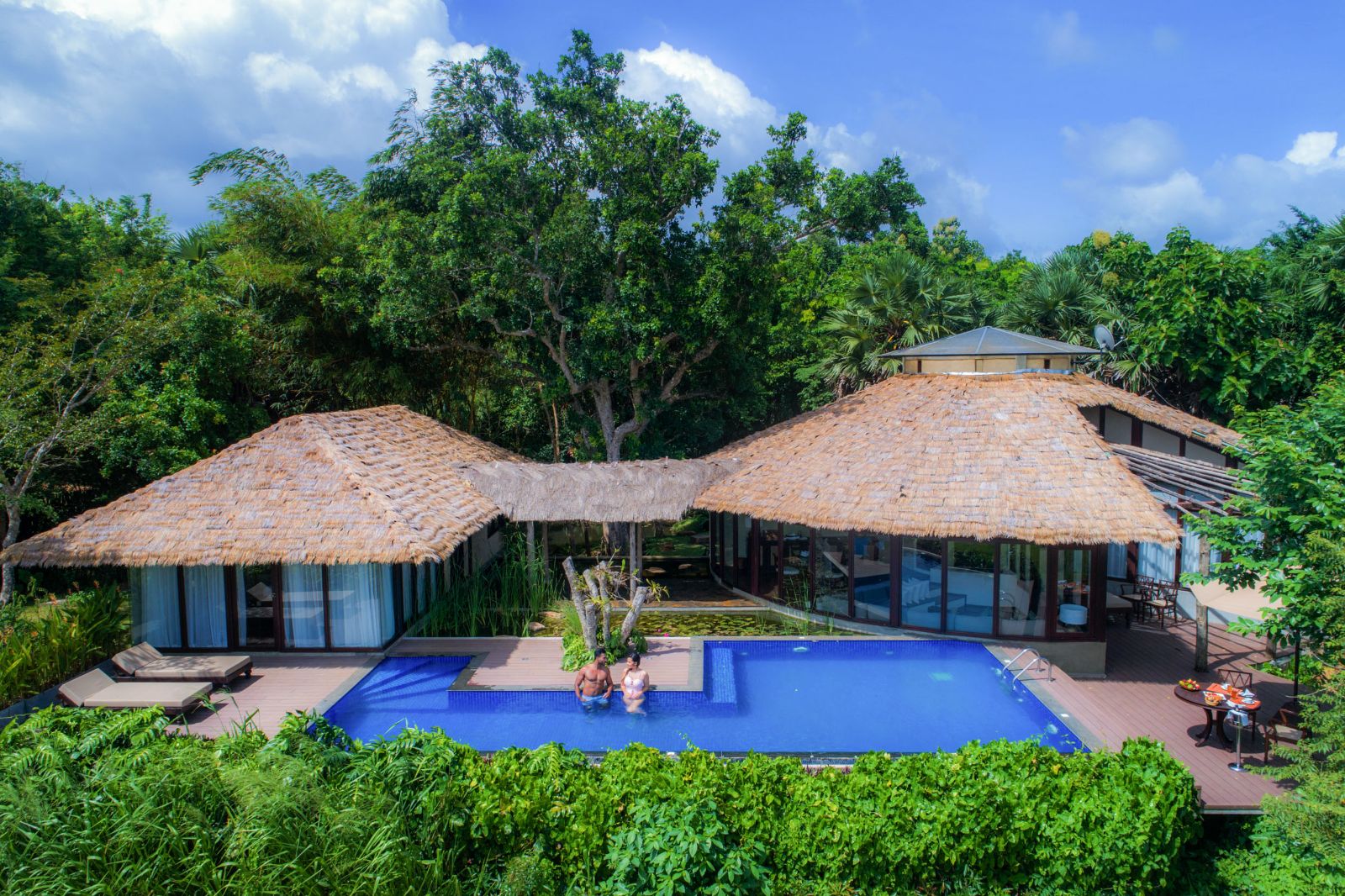 Exterior of Nikawewa villa at Uga Ulagalla in the Anuradhapura region of Sri Lanka