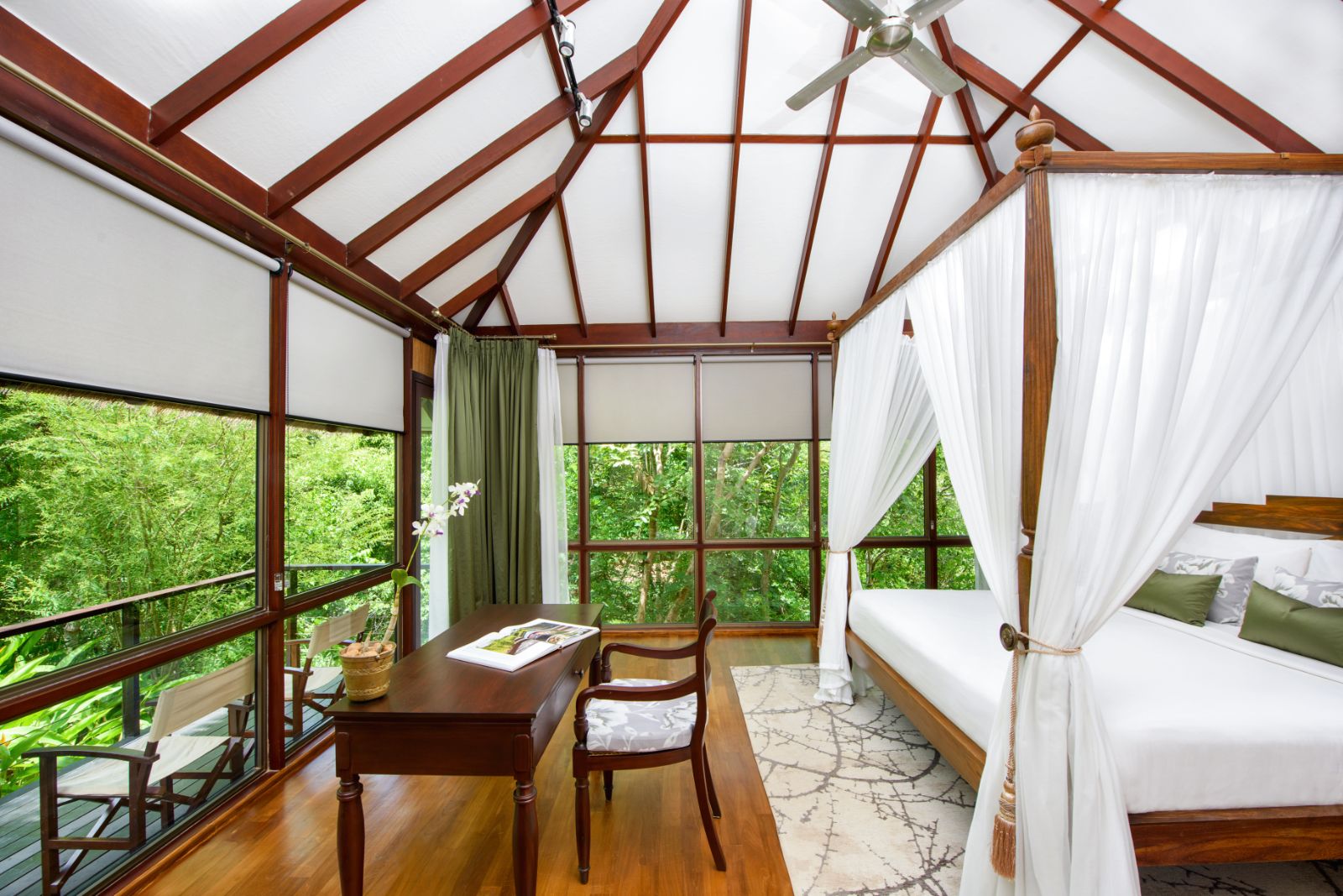 Ulagalla villa bedroom at Uga Ulagalla in the Anuradhapura region of Sri Lanka