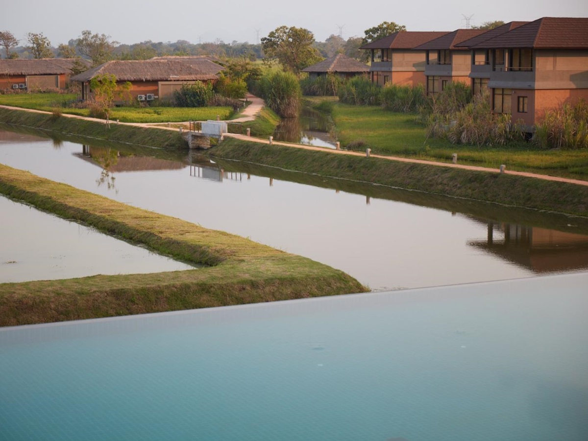 Large pool at Water Garden Sigiriya in Sri Lanka