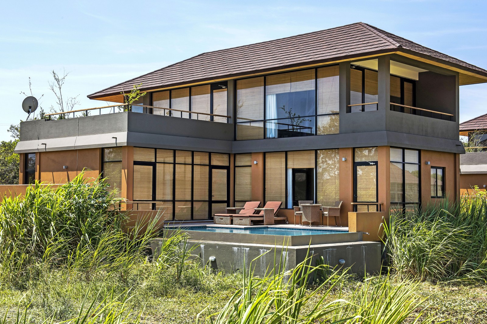 Exteriors of a duplex villa at Water Garden Sigiriya, Sri Lanka