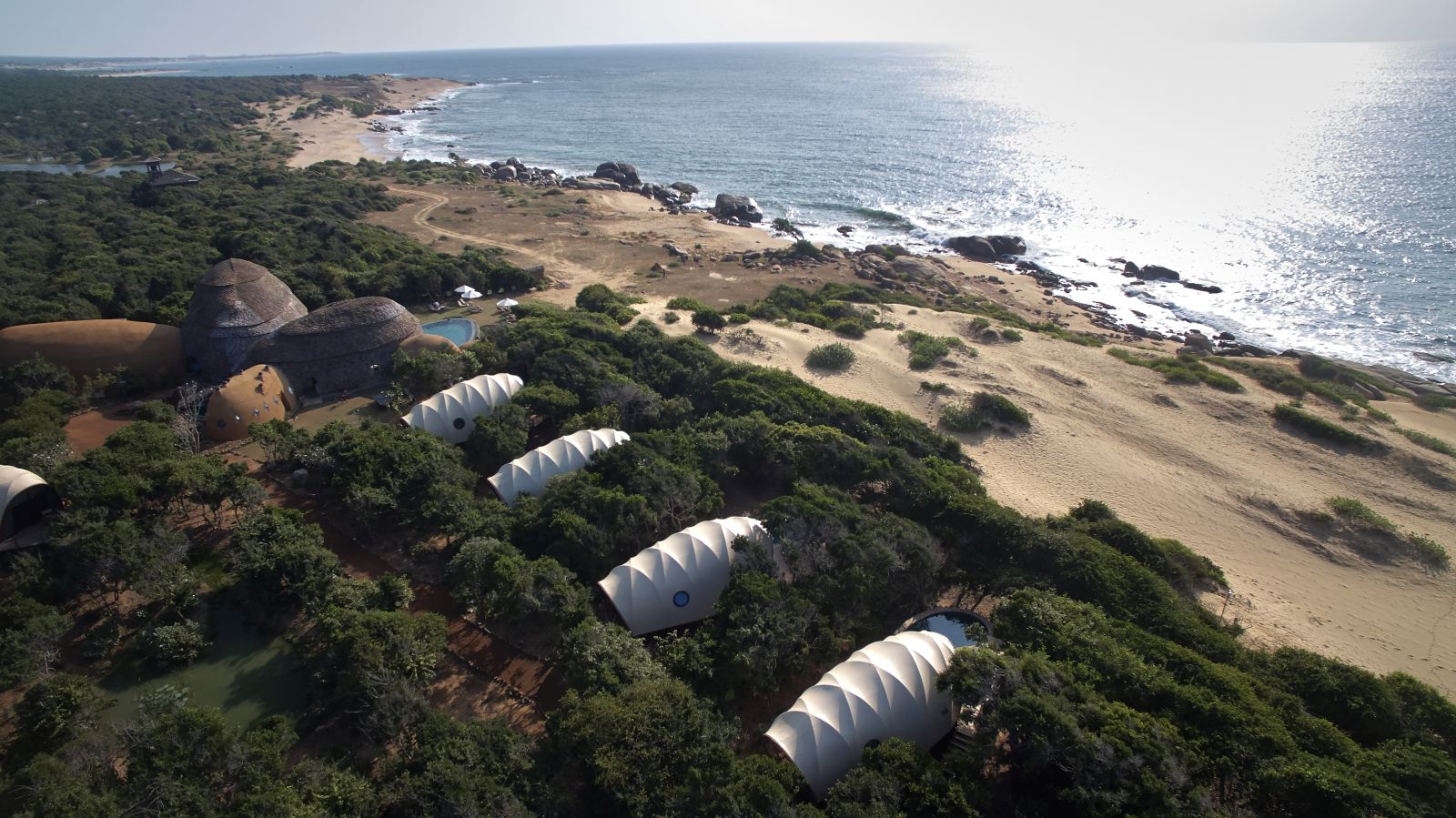Aerial view of Wild Coast Tented Lodge Sri Lanka