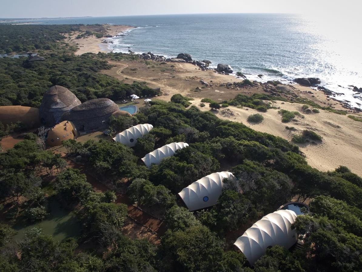 Aerial view of Wild Coast Tented Lodge Sri Lanka