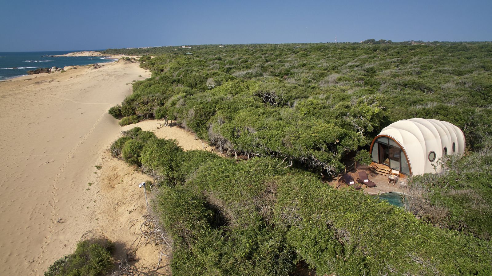 Cocoon and beach at Wild Coast Tented Lodge Sri Lanka