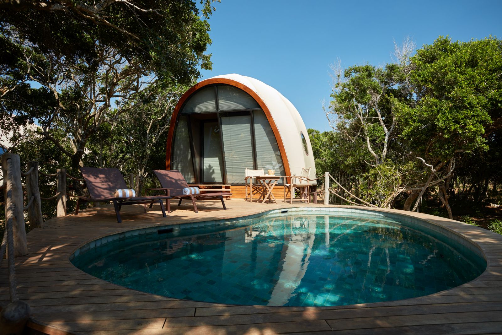 Cocoon and pool at Wild Coast Tented Lodge Sri Lanka