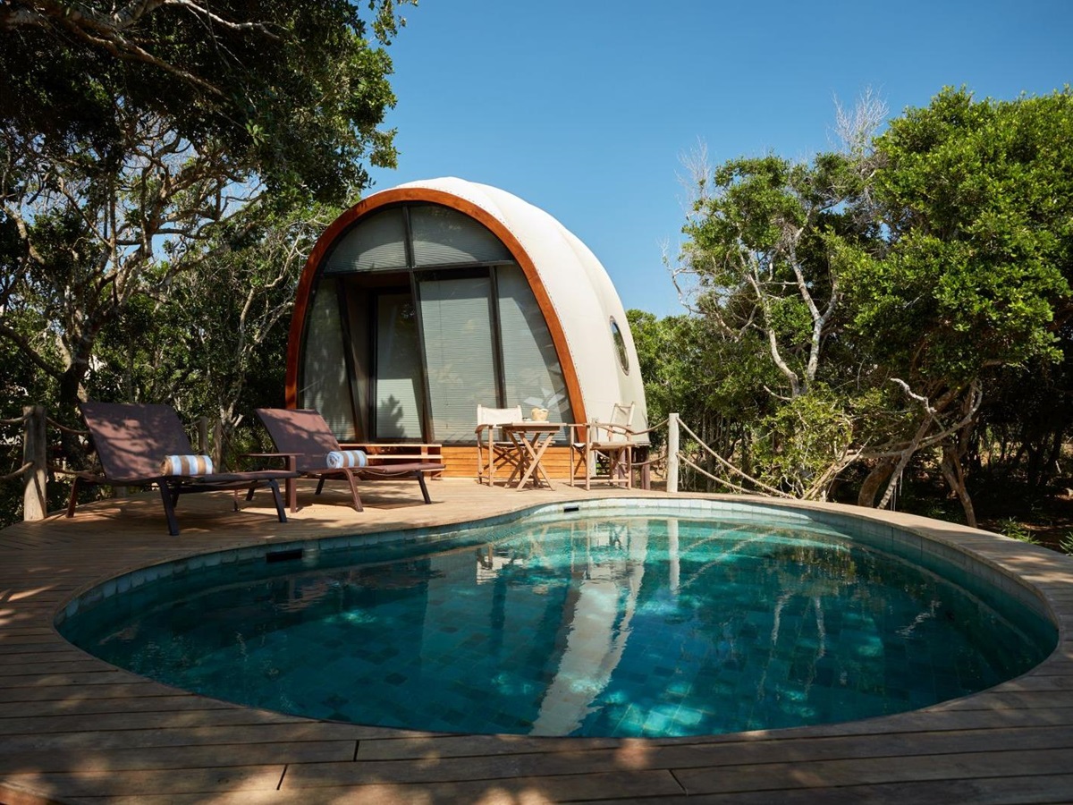 Cocoon and pool at Wild Coast Tented Lodge Sri Lanka