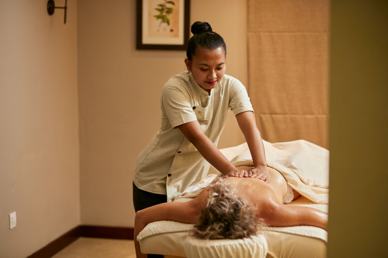 A woman receiving a massage at Cape Weligama in Sri Lanka