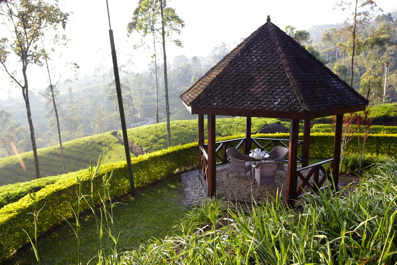 Afternoon tea served at Ceylon Tea Trails' gardens in Sri Lanka's tea country