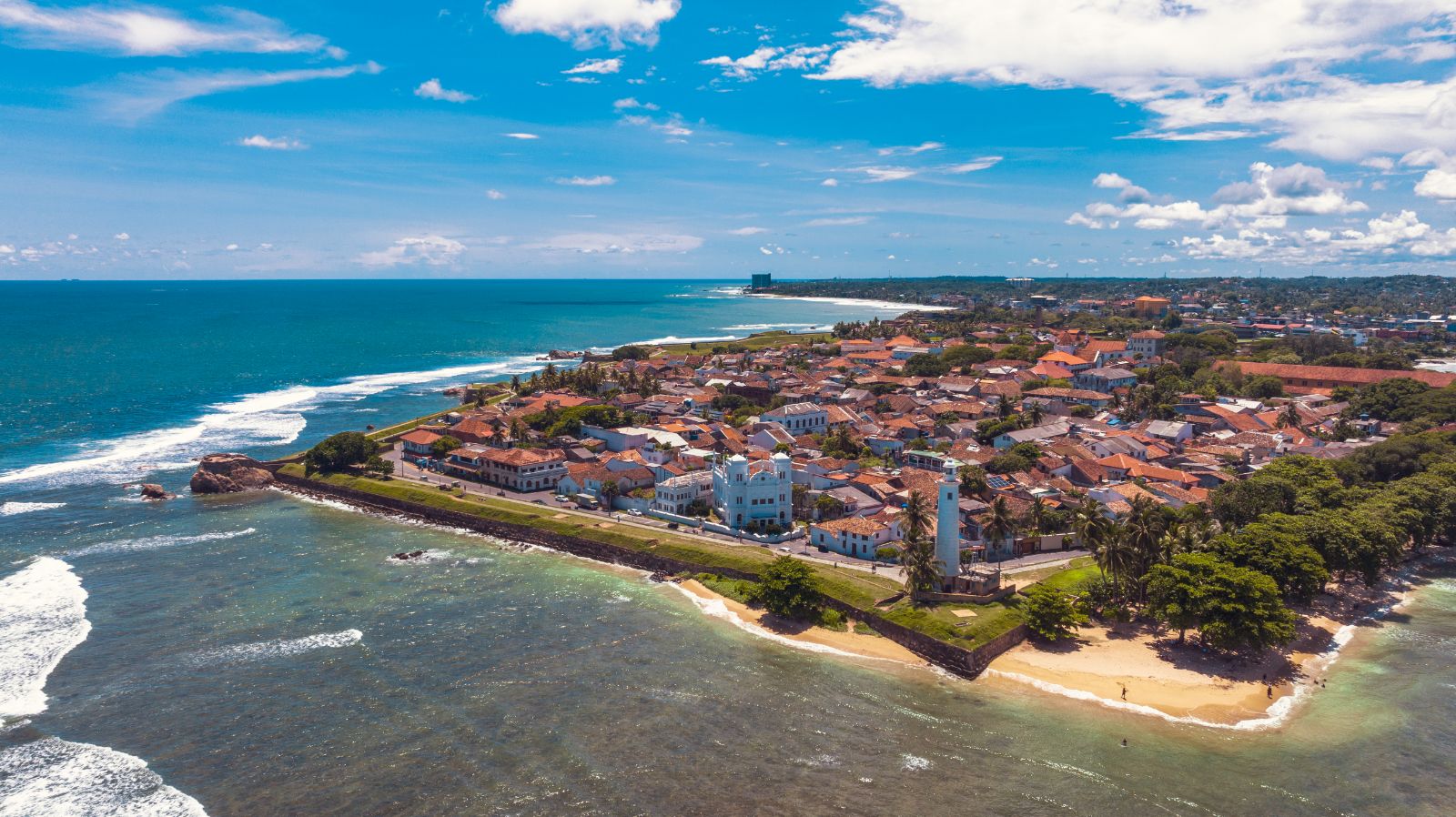 Aerial view of the town of Galle in Sri Lanka
