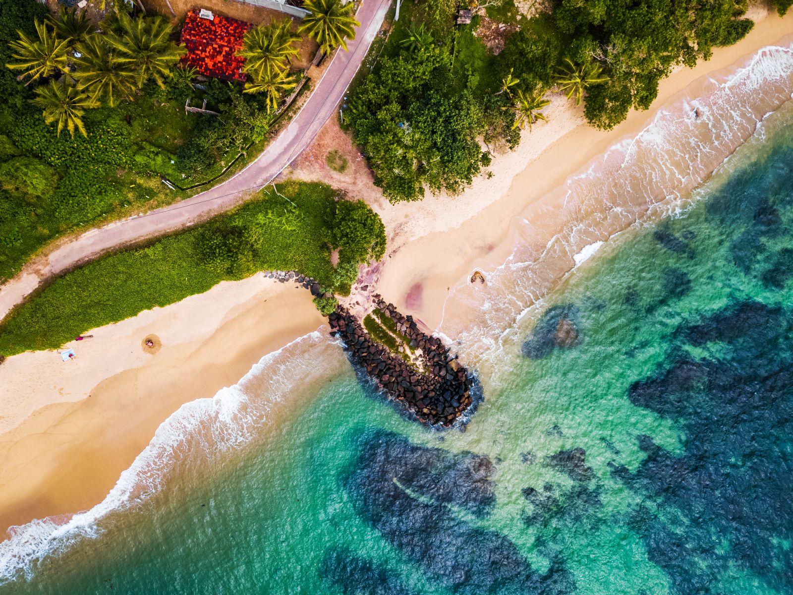 Aerial view of Sri Lanka's south coast and beaches
