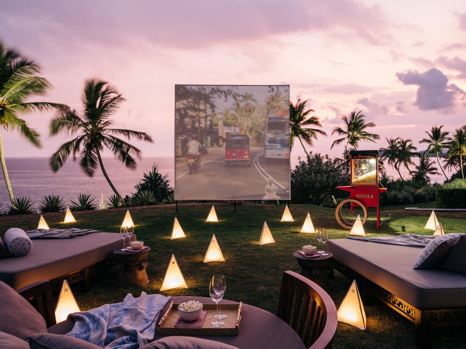 Outdoor cinema on the grounds of ANI Sri Lanka on Sri Lanka's south coast