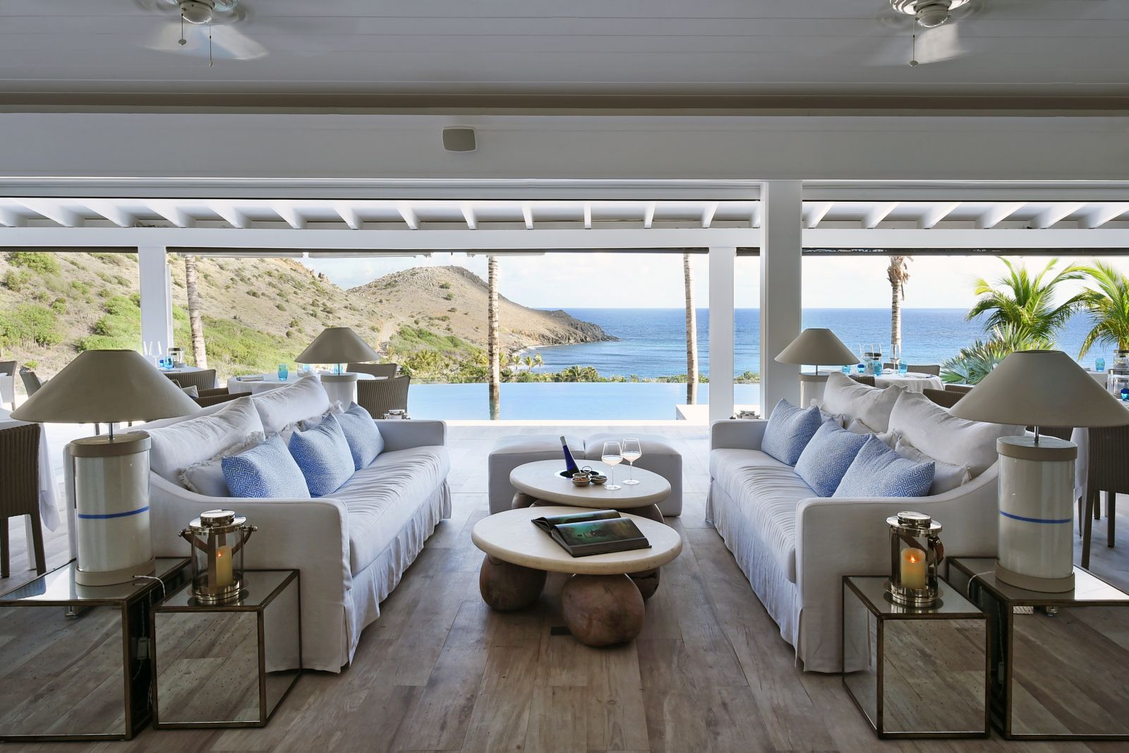 The main lounge at Hotel Le Toiny
