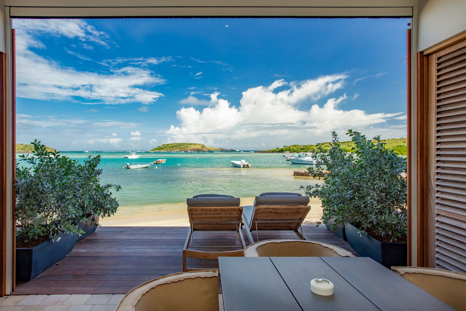 A view of the sea from inside a room at Le Barthelemy Hotel & Spa in St Barths