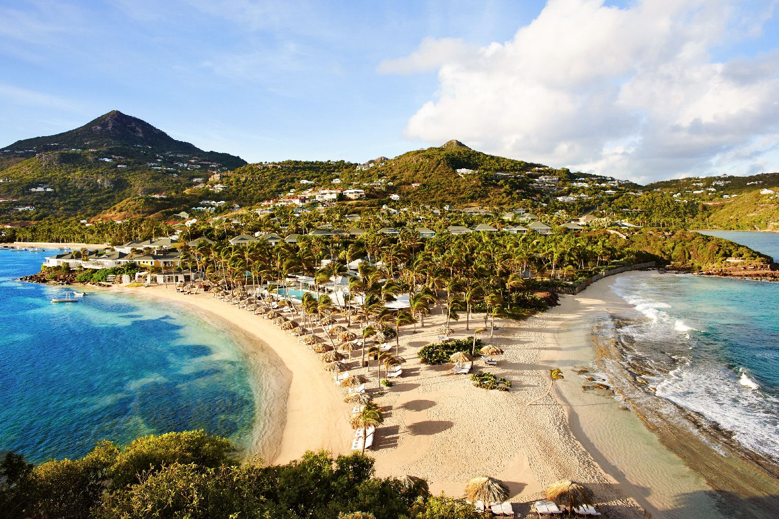Aerial view of Rosewood Le Guanahani St Barths and peninsula