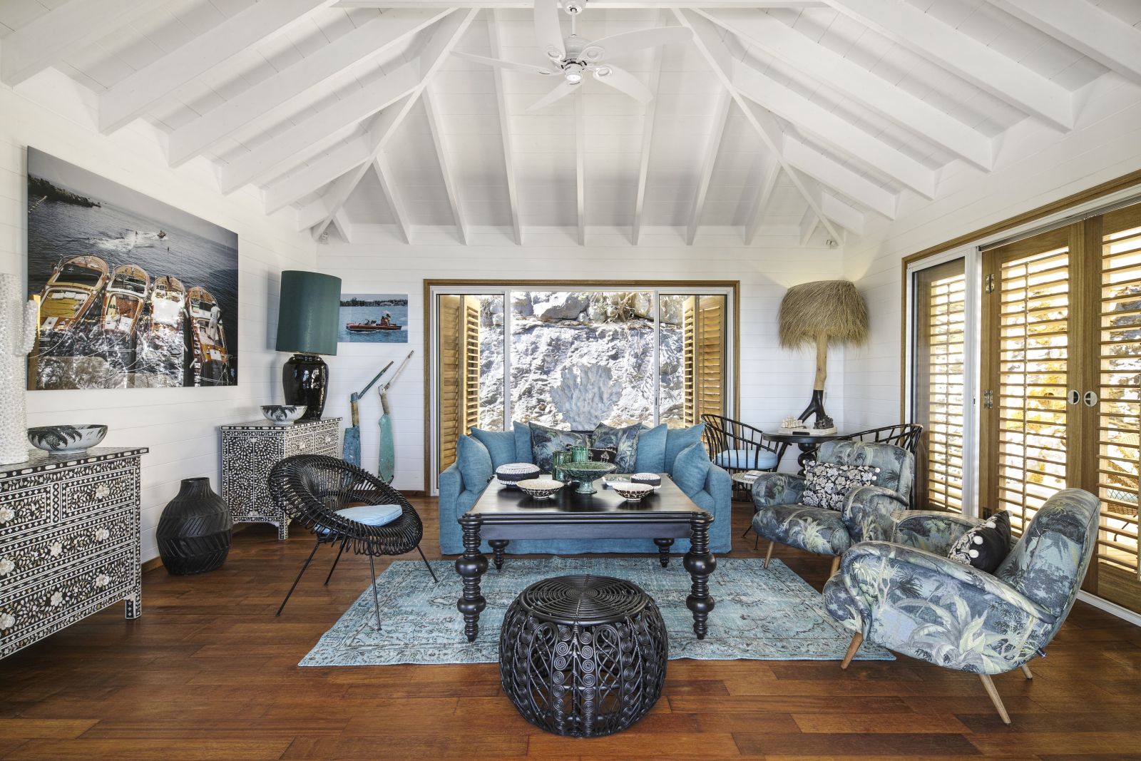 Bedroom seating area at  Villa Marie in St Barths