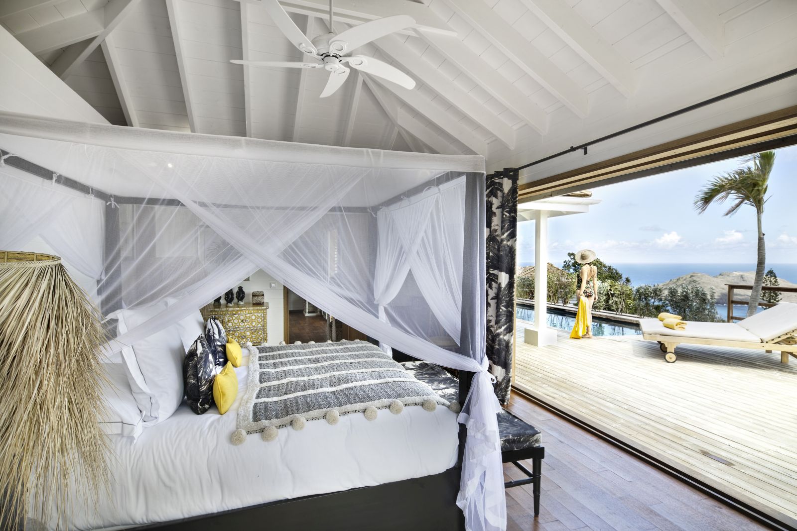 A bedroom terrace at  Villa Marie in St Barths