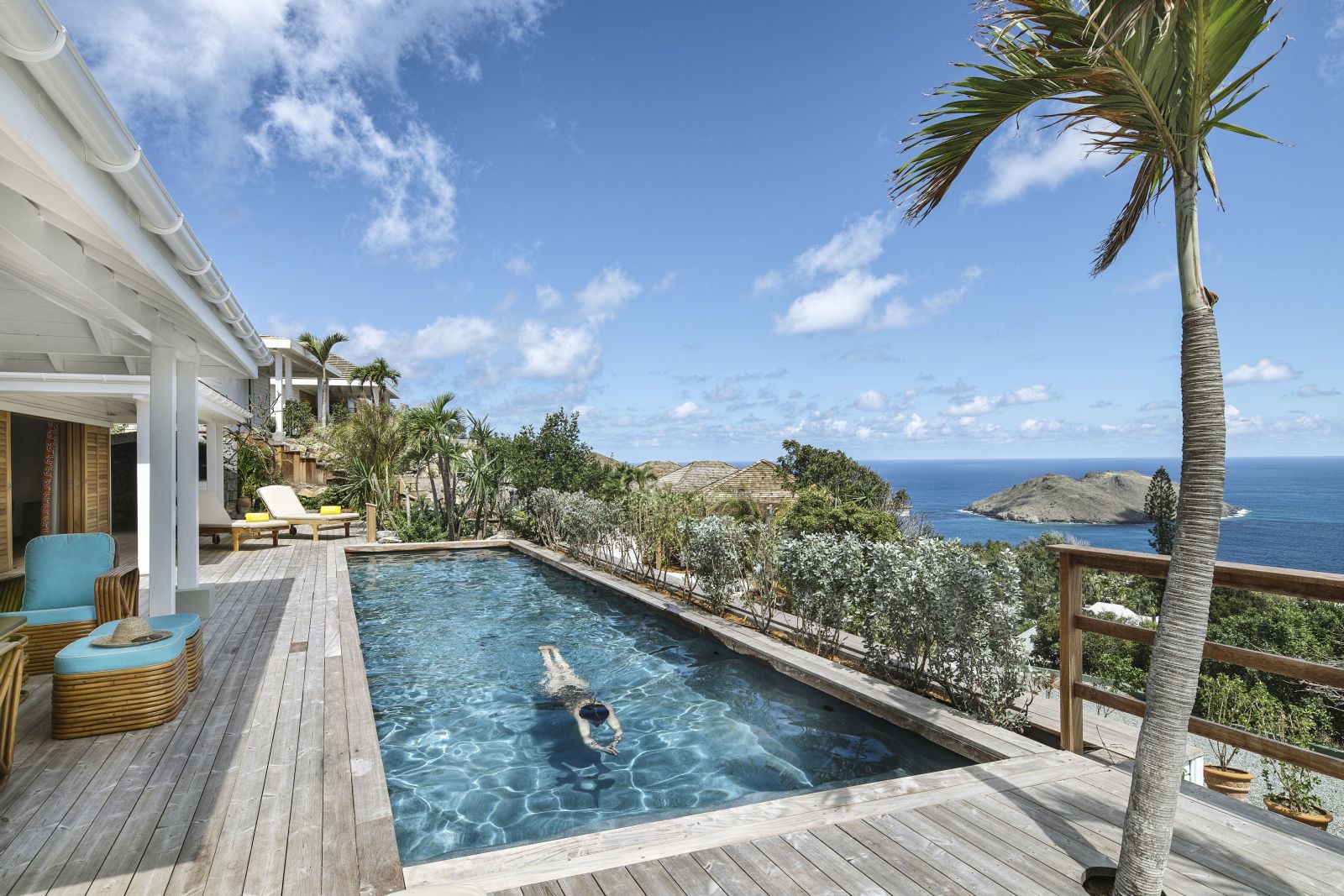 A private pool on a bedroom terrace at  Villa Marie in St Barths