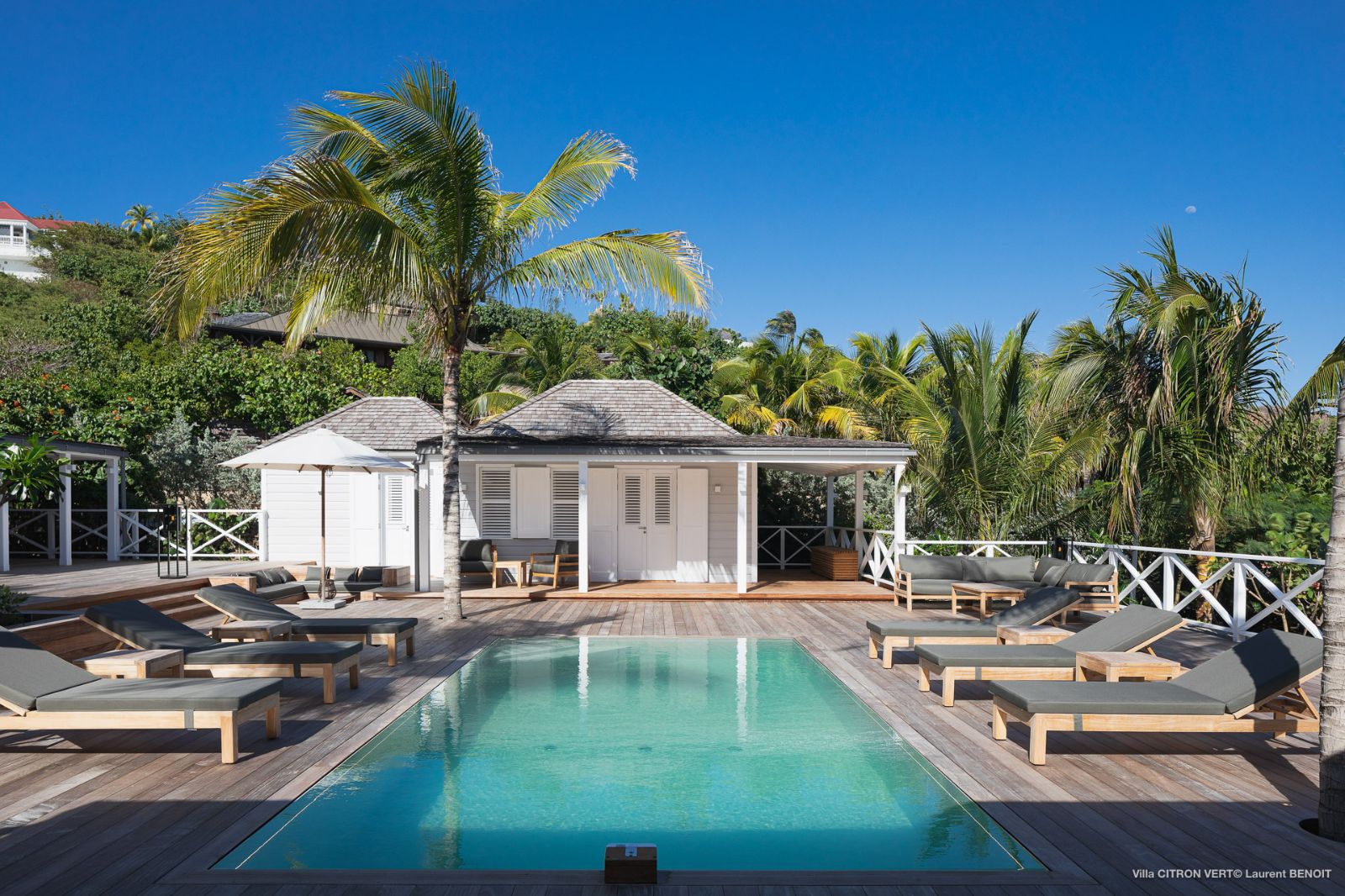 Pool and pool house at Villa La Palma in St Barths