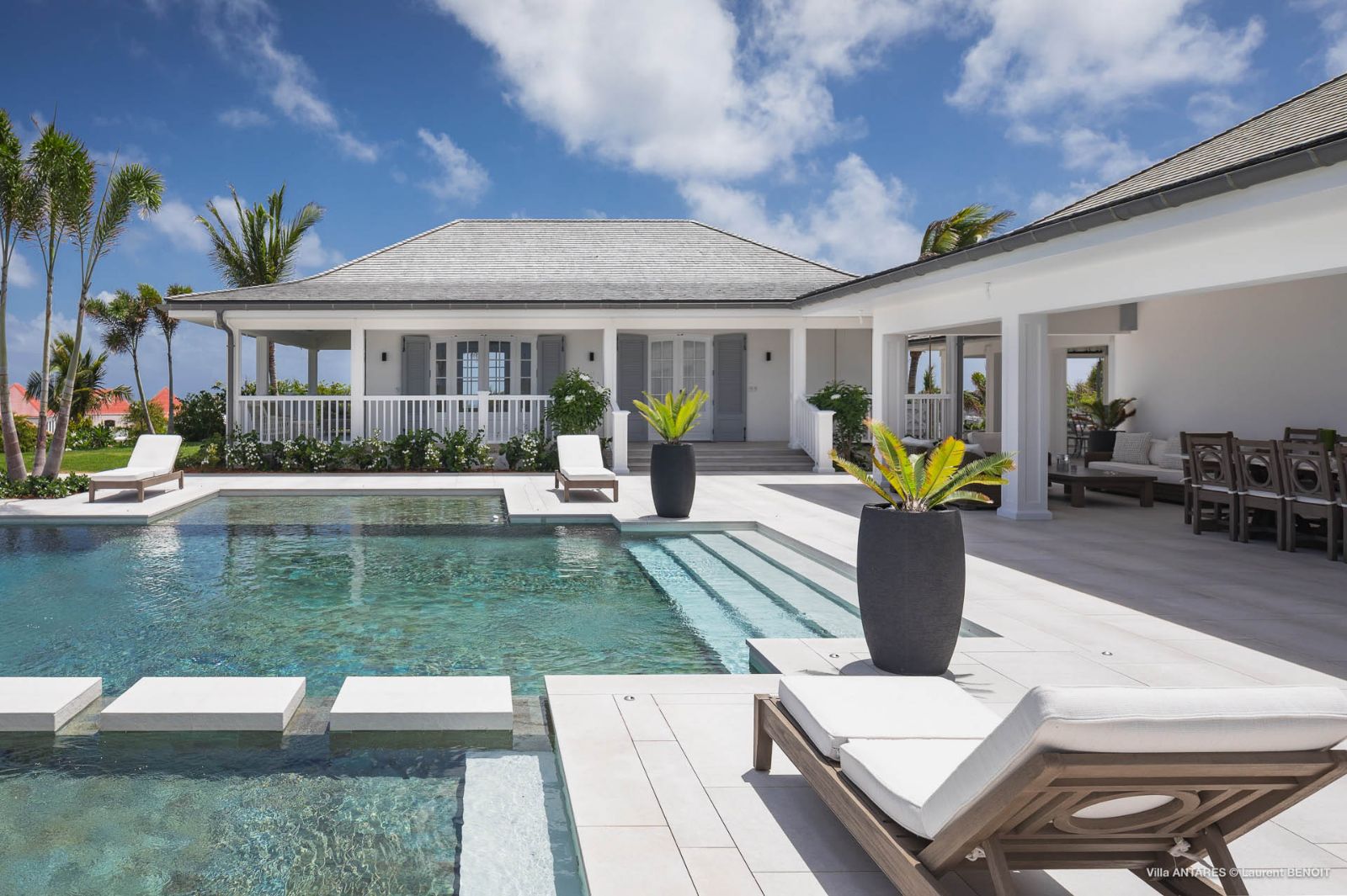 Villa Blanc, St Barths - pool with sunlounger