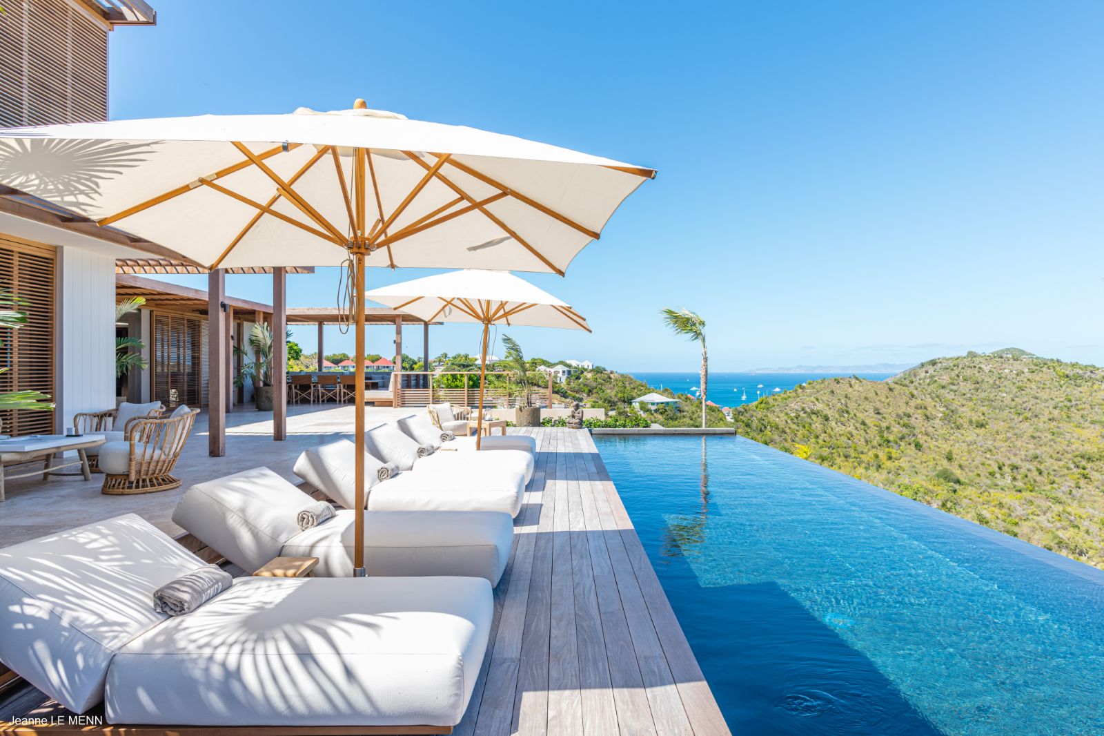 Side view of pool and sun terrace at Villa La Roche in St Barths