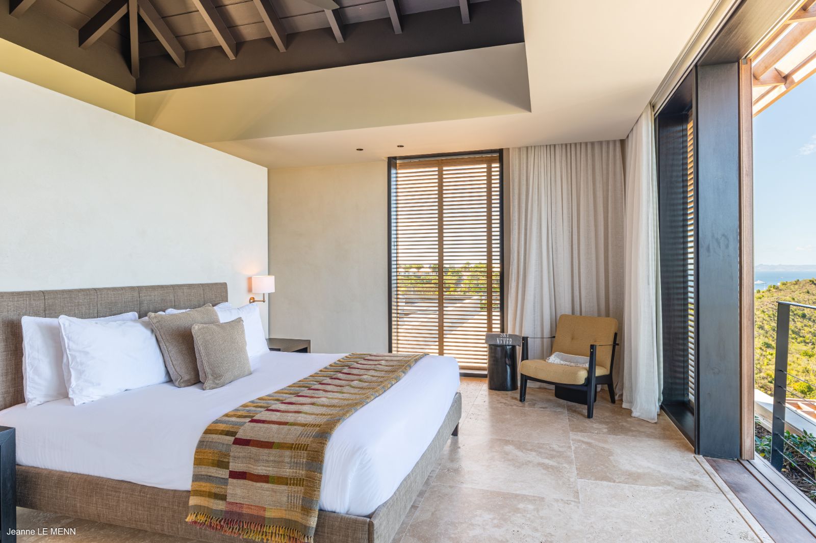 Bedroom with French windows at Villa La Roche in St Barths