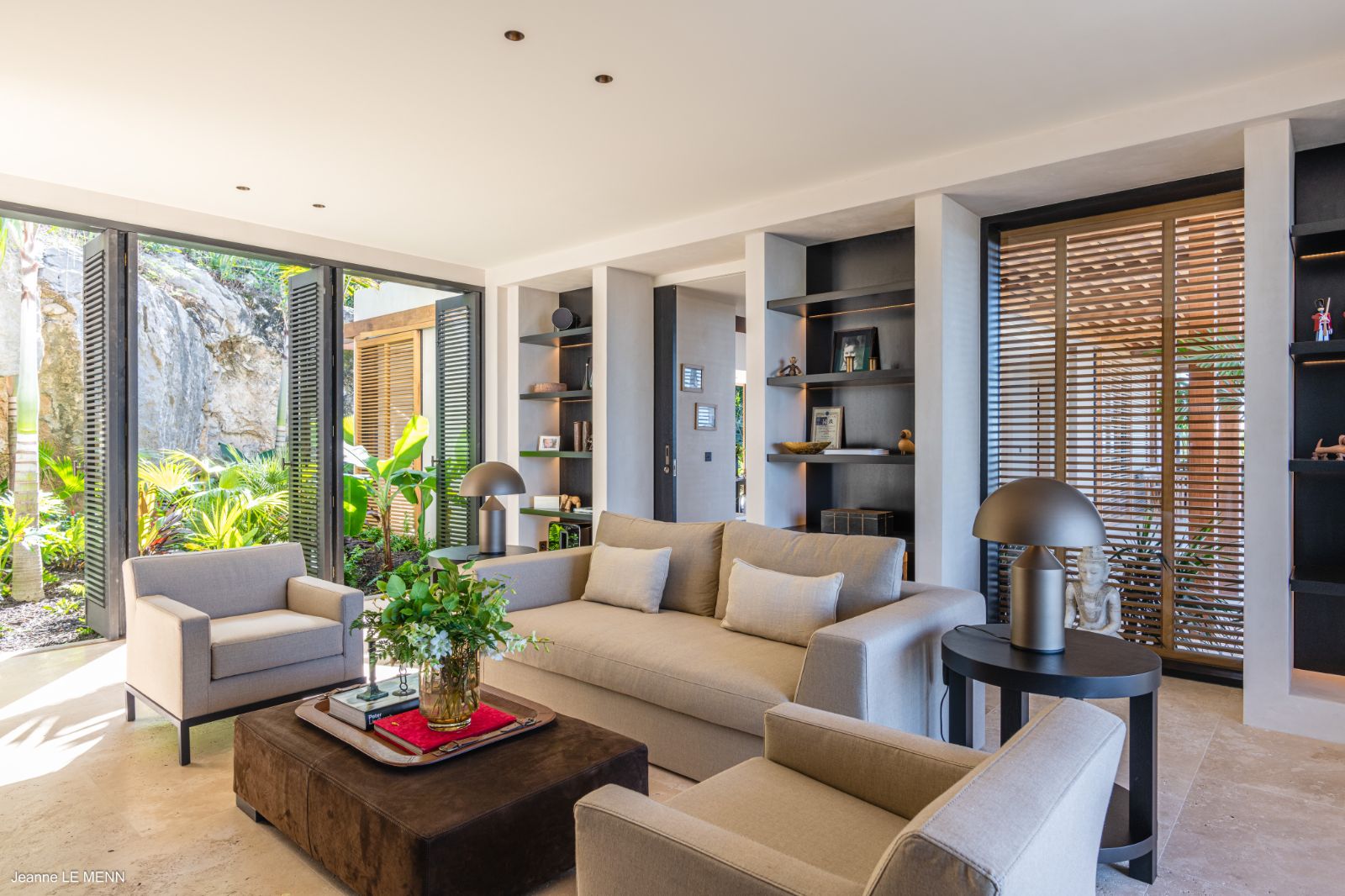 Living room seating area at Villa La Roche in St Barths