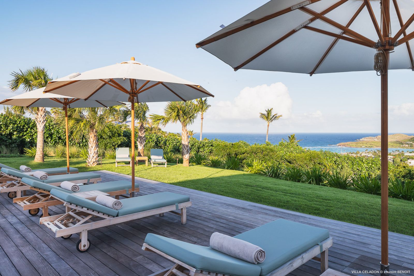 sunloungers and seaview