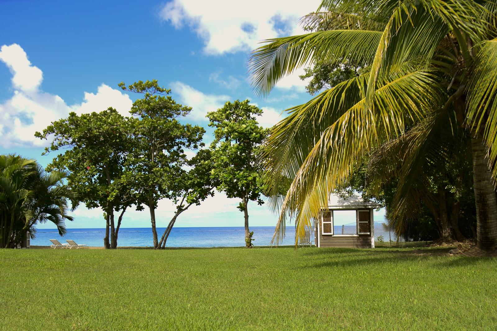 Small hut on the grass by the beach at Montpelier Nevis