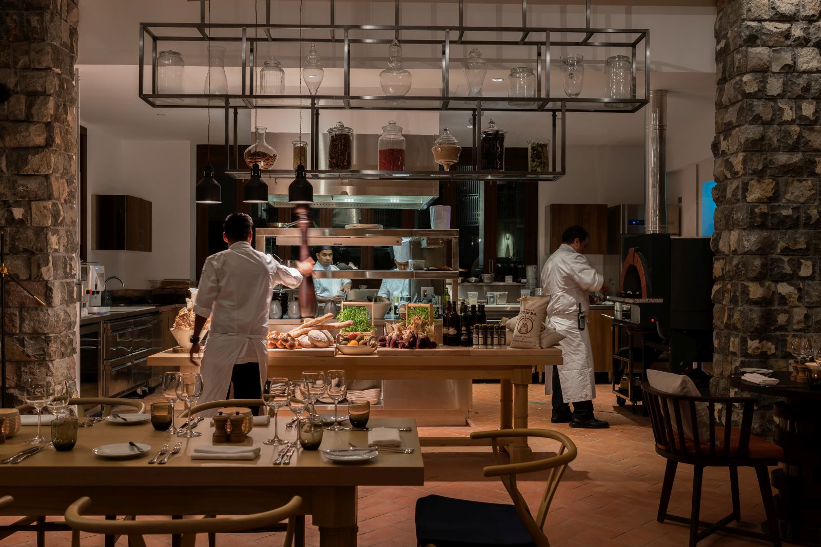 The restaurant in the Stone Barn at the Park Hyatt St. Kitts Christophe Harbour Hotel