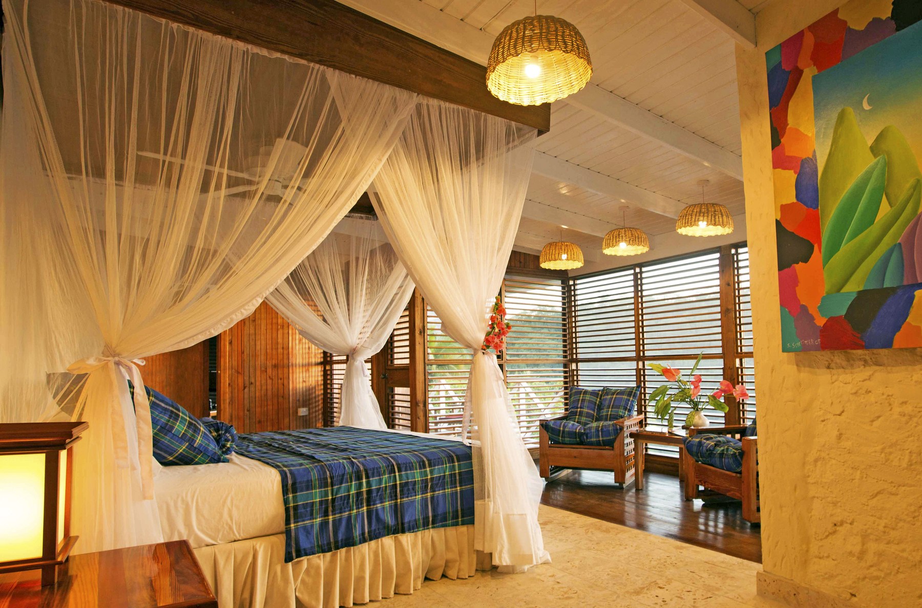 Double bedroom of the Casaurina Pool Suite at Anse Chastanet, St Lucia