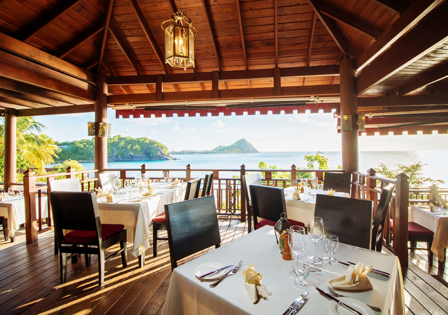 Indoor dining at Cliff at Cap Restaurant, Cap Maison, St. Lucia