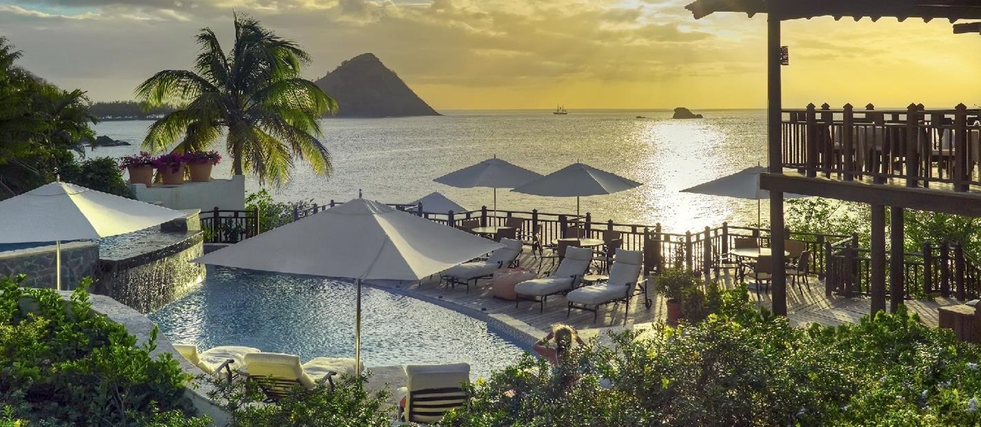 The infinity pool at the bar and restaurant of Cap Maison, St. Lucia