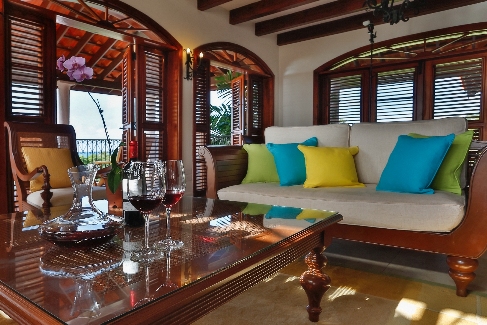 A living room of a villa suite at Cap Maison, St. Lucia