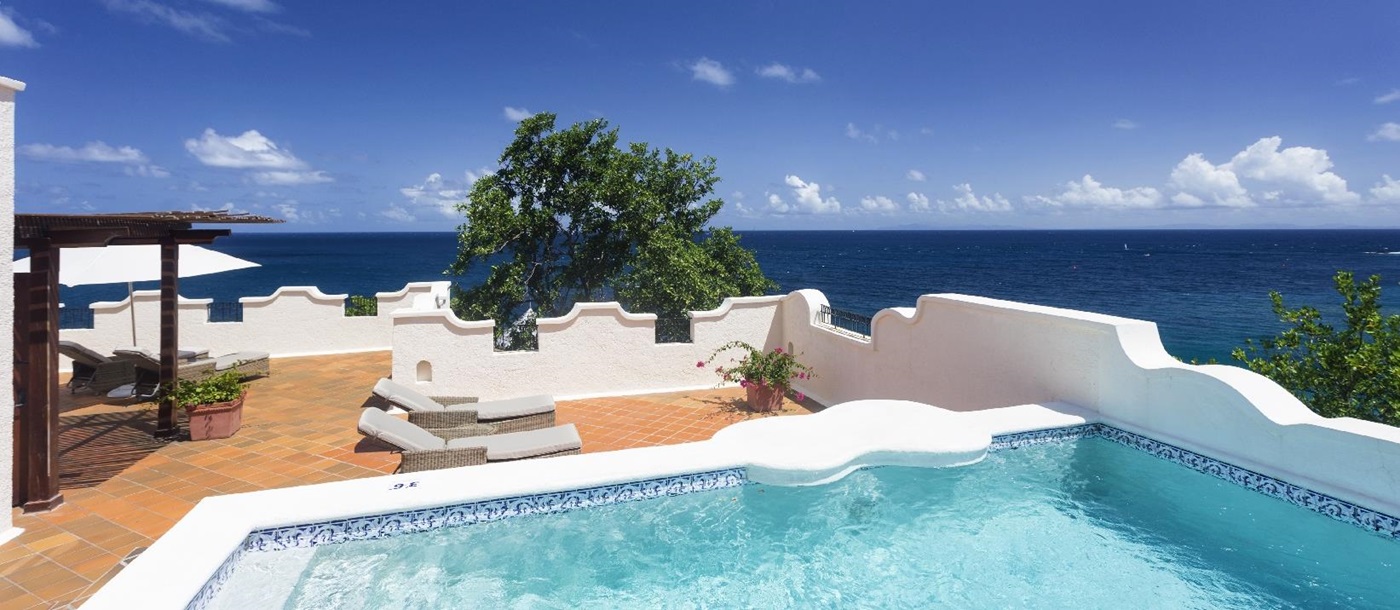 The swimming pool of an ocean view villa at Cap Maison, St. Lucia