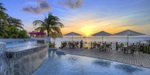 Sunset seen from the clifftop swimming pool at Cap Maison, St. Lucia