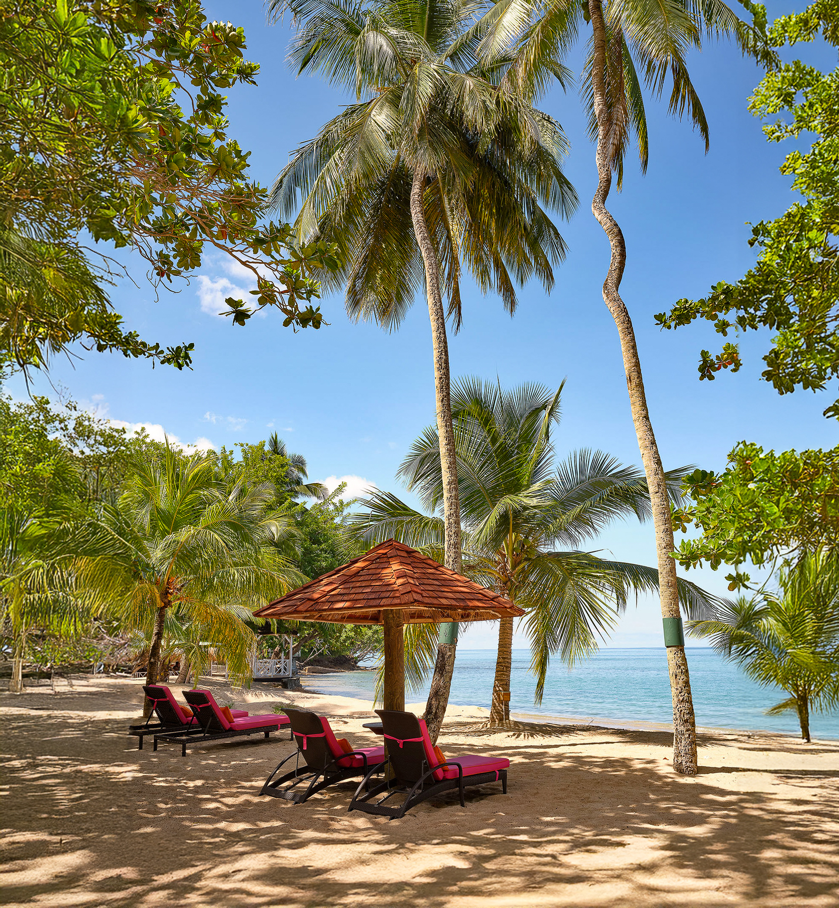 Beach loungers at East Winds luxury Resort in St Lucia