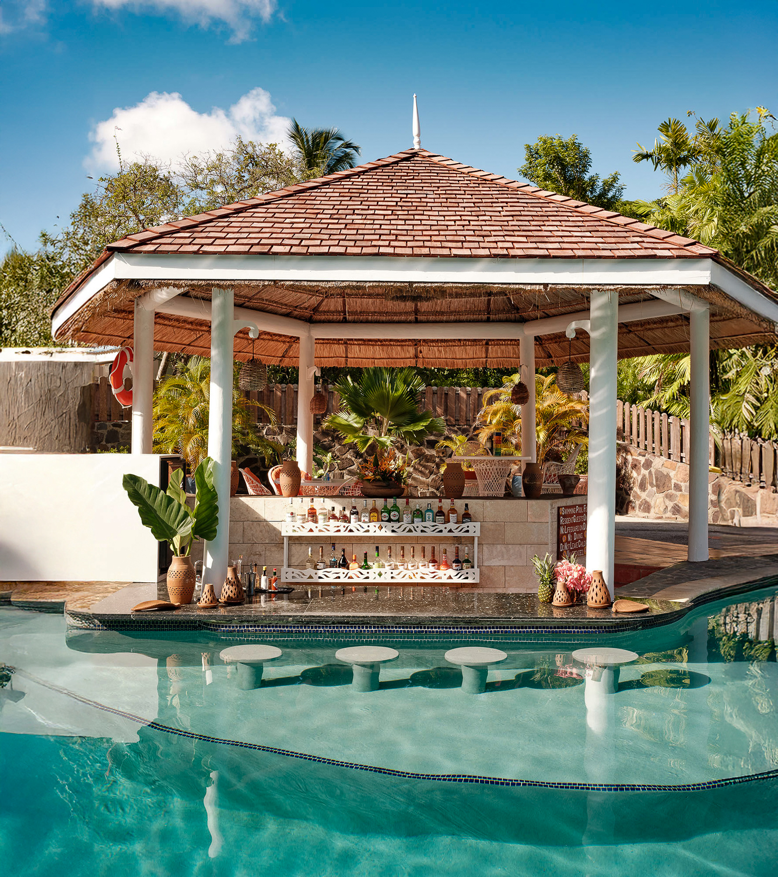 Swimming pool bar at East Winds luxury Resort in St Lucia