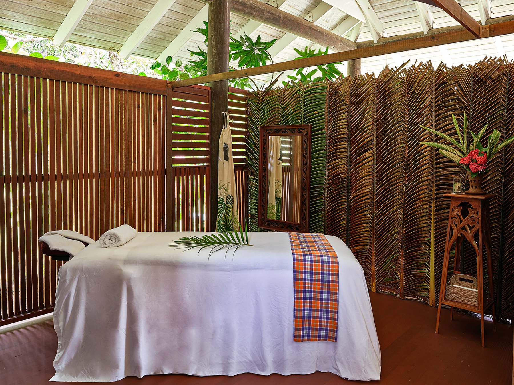 Spa treatment bed at East Winds luxury Resort in St Lucia