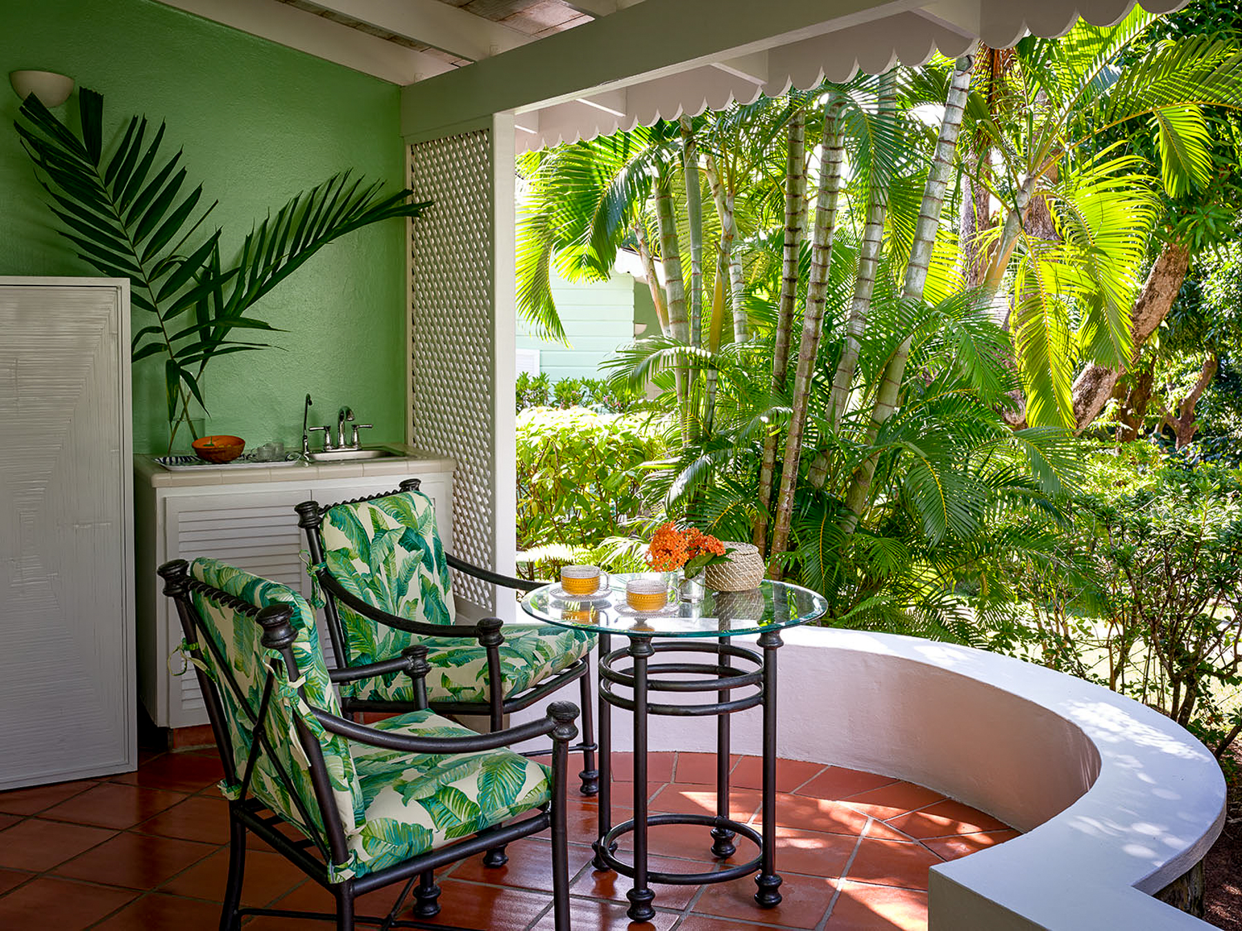 Guest suite terrace at East Winds luxury Resort in St Lucia