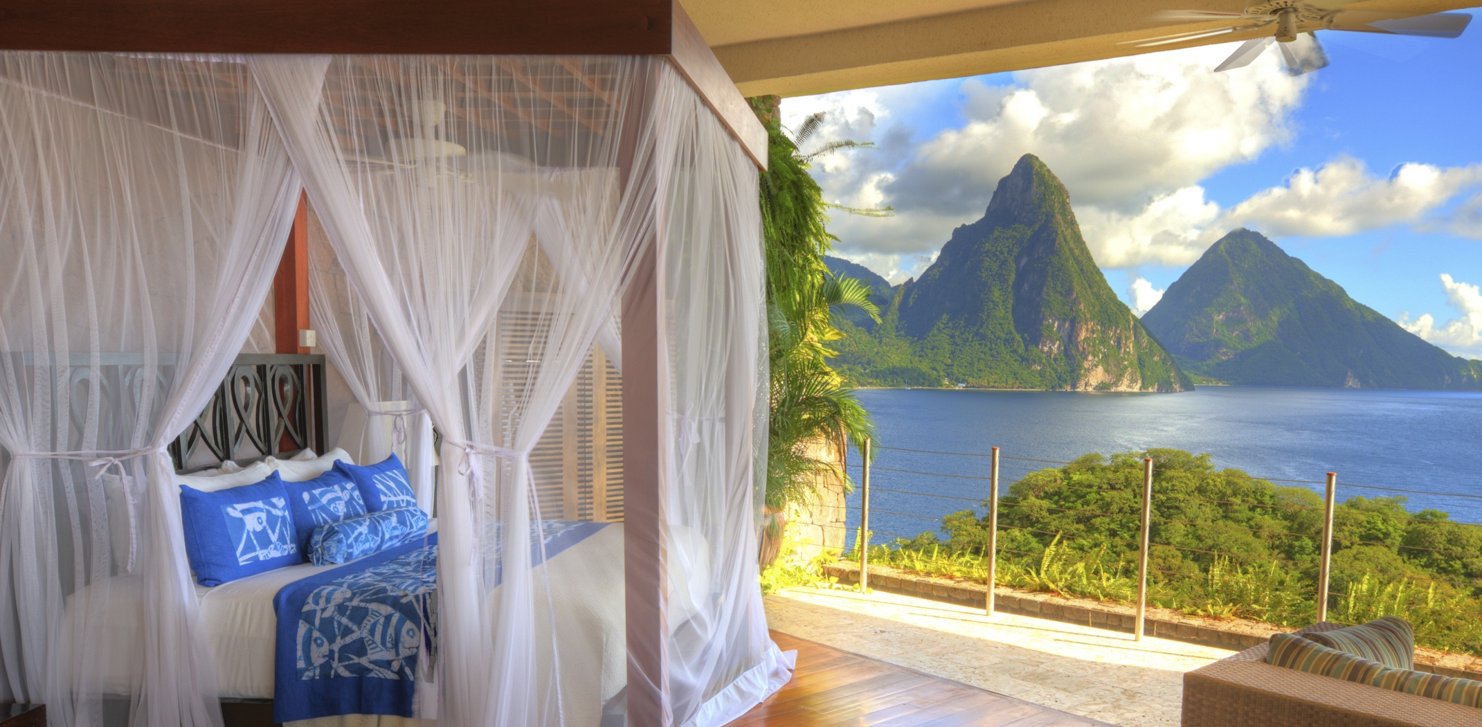 open double bedroom at Jade Mountain, St Lucia
