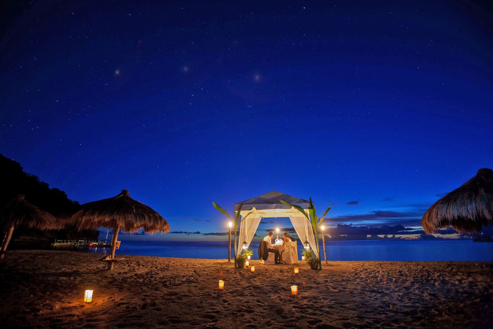Private candlelit dinner on the beach at Jade Mountain in Saint Lucia