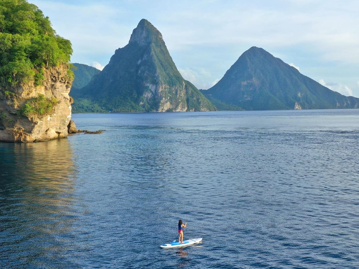 Stand up paddle boarding from Jade Mountain in Saint Lucia