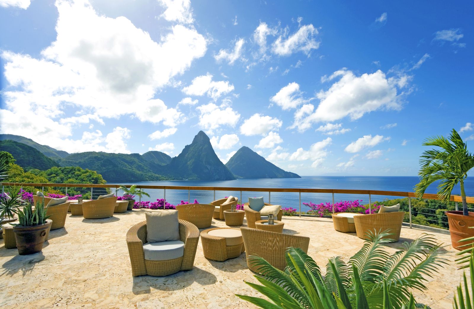 Terrace with Pitons views at Jade Mountain in Saint Lucia
