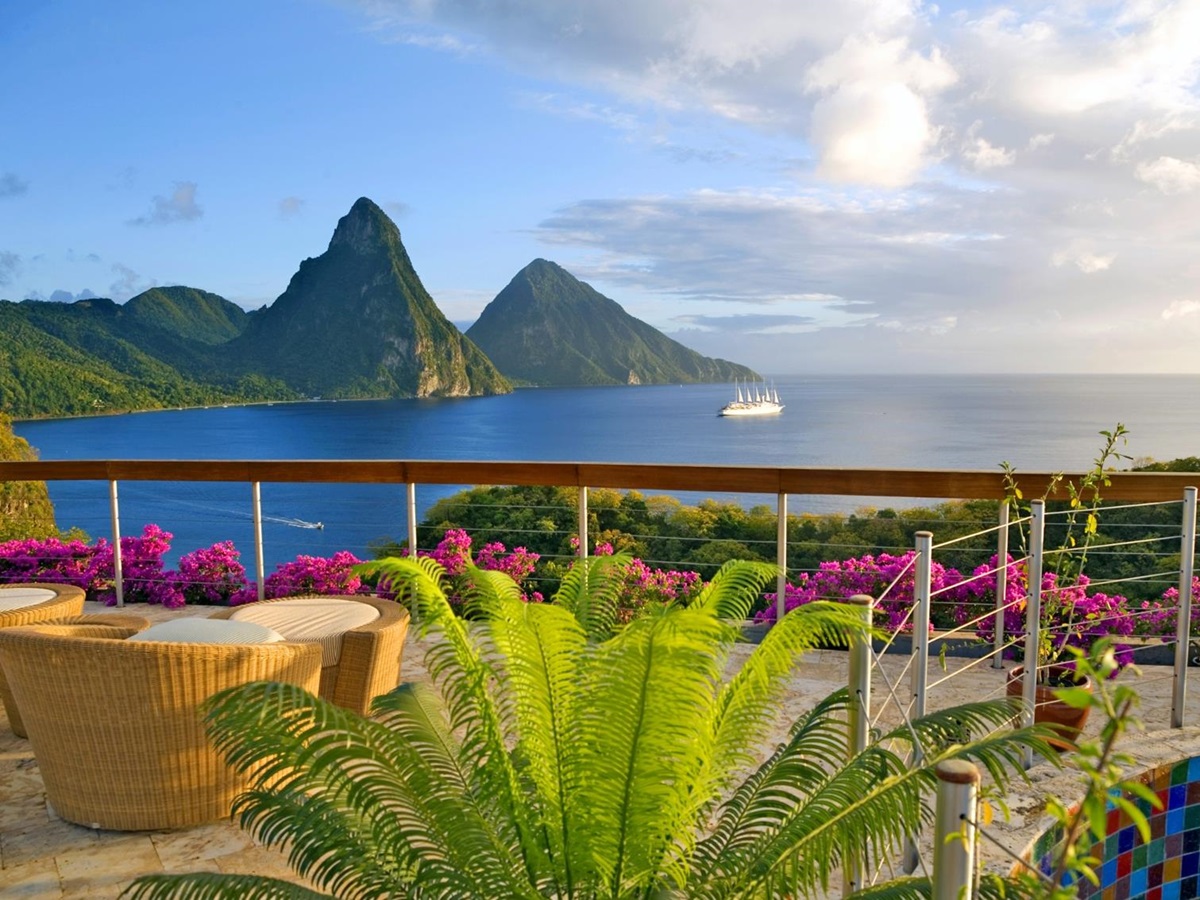a terrace of Jade Mountain, St Lucia