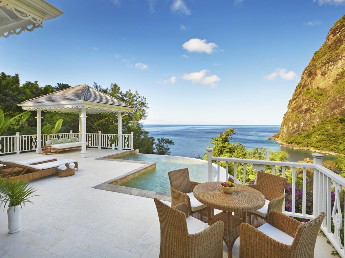View from a Grand Luxury Villa at Sugar Beach, St Lucia