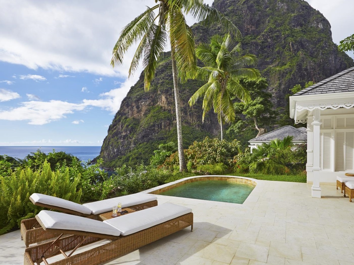 The deck of a Superior Luxury Cottage at The deck of a Superior Luxury Cottage at Sugar Beach, St Lucia