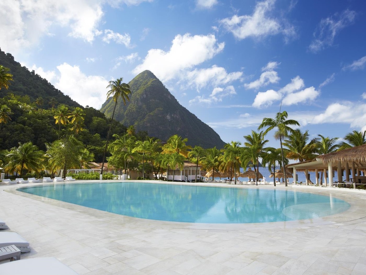 The swimming pool of Private beach dining at Sugar Beach, St Lucia