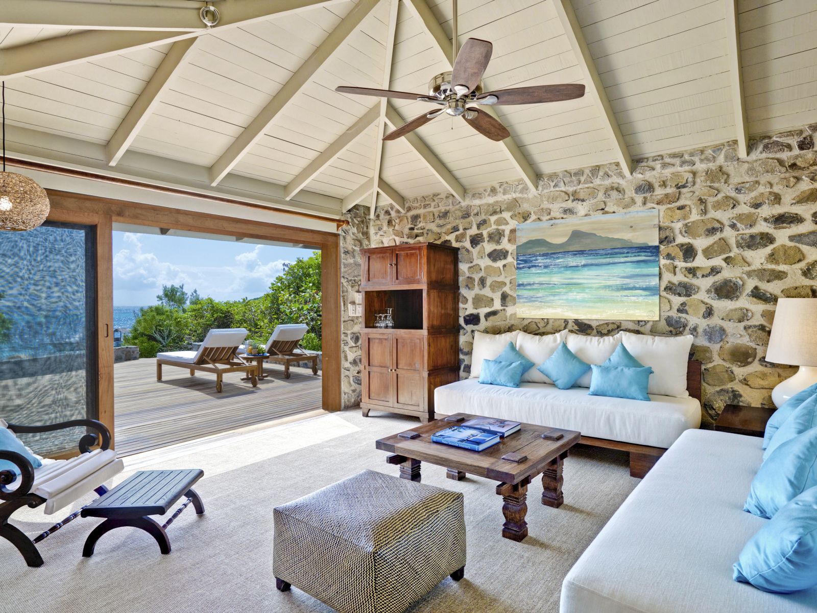 Living area at Petit St Vincent