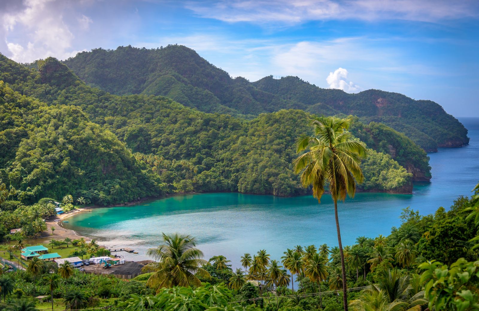 Aerial view of a bay in Mustique, St Vincent & the Grenadines